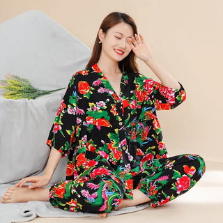 National Style Silk Pajamas Set