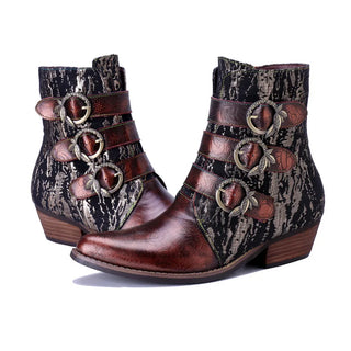 Floral Bohemian Zipper Ankle Boots
