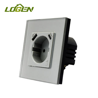EU Wall Socket Tuya Smart Socket Wifi Electrical Outlets Power Monitor Google Smart Life Alexa Voice Control Glass Panel