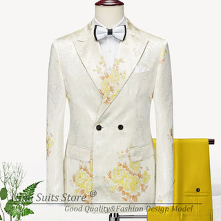 G&N 2023 New Series Men Suits Blazer Beautiful Lilac Purple Floral Pattern Tuxedos 3 Pieces Formal Party Costume Homme Slim Fit