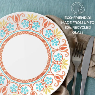 Terracotta Dreams Dinnerware Set for 6,18 Pieces Dinner Plates, Appetizer Plates, and 18 Oz Bowls Dishwasher, Microwave, and Fre