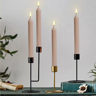 Pack of 6 Flameless Taper Candles Flickering w/Remote Battery Operated LED Window Candles Striped Real Wax 3D Flickering Flame