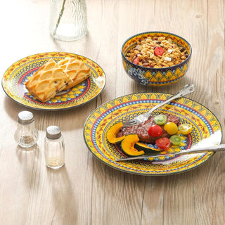 Dinnerware Sets for 6, 18 Pieces Plates and Bowls Set, Ceramic Dishes Set for 6, Oven, Microwave & Dishwasher Safe, Scratch Resi