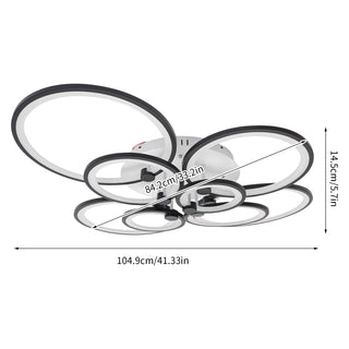LED Dimmable Ceiling Light with Remote Control Modern 8 Rings Circle Flush Mount Ceiling Lamp Bedroom Kitchen Living Room