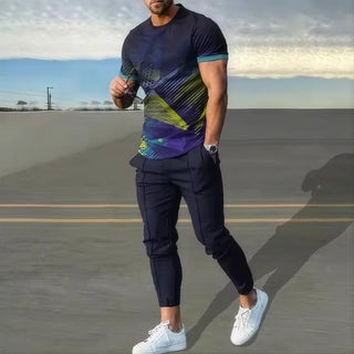 Men's Geometric 3D Printed Sportswear Set