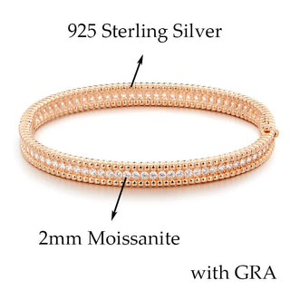Onnelik All Moissanite Diamond Bangle with GRA 925 Sterling Silver Plate 18K Gold for Women Wedding Party Gifts Fine Jewelry