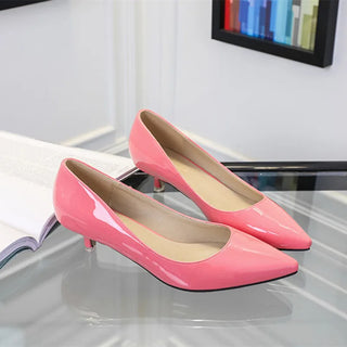 Woman Low Heels Shoes Elegant Null Pumps 3cm Comfortable Slip-Ons Watermelon Red Grey Designer Plus Size Zapatos  Shiny Leather
