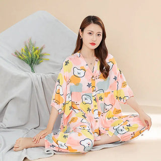 National Style Silk Pajamas Set