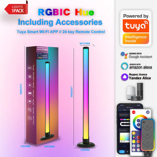40CM Smart RGB LED Light Bars USB Plug Tuya WIFI Music Sync TV Backlights Remote Control Floor Lamps Work with Alexa Google Home
