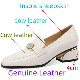 Classic Genuine Leather Mid Heels Shoes