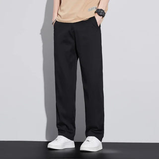 Summer Ultra-thin Lyocell Casual Pants Men's Elastic Waist for Loose Elastic Straight Fashion Comfortable Casual Trousers Male