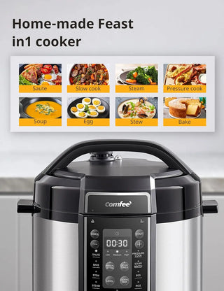 Pressure Cooker 6 Quart with 13 Cooking Functions, Olla de Presion Non-Stick Pot Yogurt Maker Rice Cooker Slow Cooker Sauté Stea