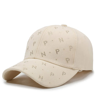 Deep-Top Baseball Hat for Women with Hard Top, Large Head Circumference, Small Face, Summer New Sunshade, Outdoor Letters, Hot Diamond Peaked Hat, Travel and Work Clothing