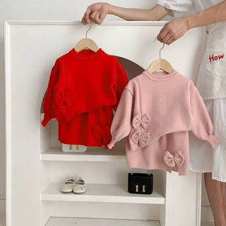 NEW Toddler Girls Clothing Set Winter Warm Sweater and Skirt Knitwear Set Baby Kids Bow Sweet Sets Outfit clothing