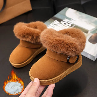 Girls Fleece-Lined Snow Shoes Children Thicken Warm Footwear New Kids Casual Winter Boots Toddler Padded Outdoor Walking Shoes