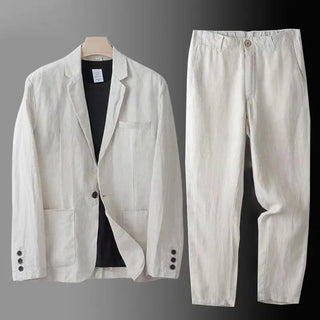 Men Linen 2Pcs Business Blazer Set
