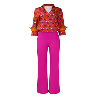 Office Ladies Fashion Print 2Pcs Pants Sets