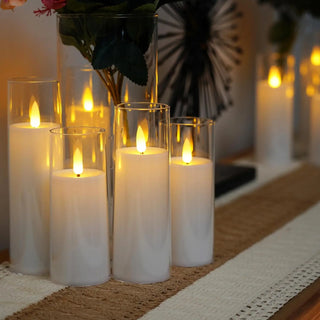 LED Flameless Electric Candles Lamp Acrylic Glass Tealight Lamps Battery Powered Flickering Fake Candle Wedding Christmas Decor