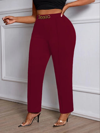 High Waist Chain Detail Straight Pants