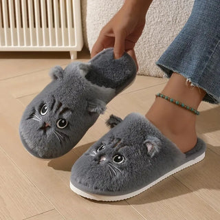 Warm Plush Cozy Indoor Cat Slippers