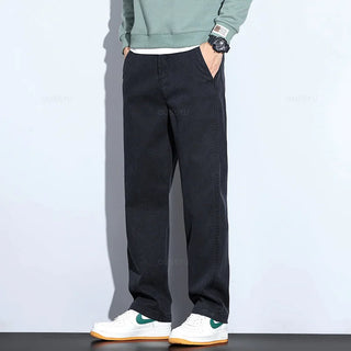 Autumn Winter New Upgraded Lyocell Fabric Pants Men Loose Straight Elastic Waist Thick Casual Wide Trousers Male Large Size 5XL