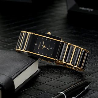 Luxury Rectangle Ceramic Quartz Wristwatch