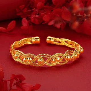 9999 24K Real Yellow Gold Bohemian Flash Bracelet, High - end Light Luxury Open for All - occasion Use