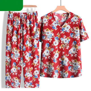 Women Vintage Printing Cotton Pajamas Set
