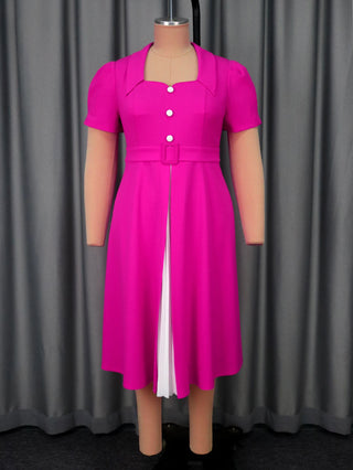 Belted Waist Church Midi Dress