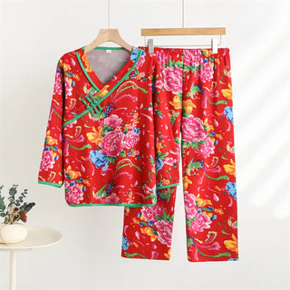 Women's Vintage Print Sleepwear Pajamas Set