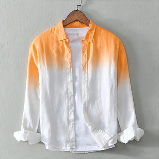 2024 New Summer Shirt Casual Long Sleeve Lapel Shirt 3D Printing Light Color Changing Men's Linen Shirt XS-6XL Fast Shipping