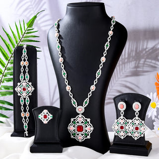 Missvikki Luxury Long Drop Necklace Earrings Jewelry Sets Super CZ for Noble Women Bridal Wedding Gorgeous Sparkling Best Gift