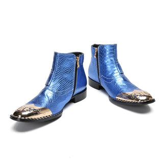 Luxury Genuine Leather Metal Toe Boots