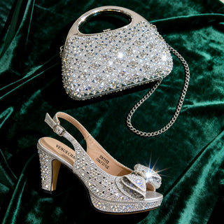 Rhinestone Peep-Toe Sandals & Bag Set