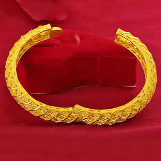Ancient Elegant Carved 24K Gold Bangle