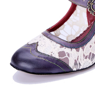 Colorful Floral Cutout Block Heel Sandals