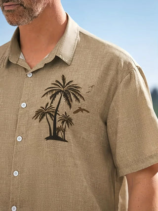 Men's Hawaiian Coconut Tree Printed Shirt