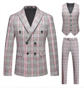 Men's Wedding Party 3pcs Plaid Suit