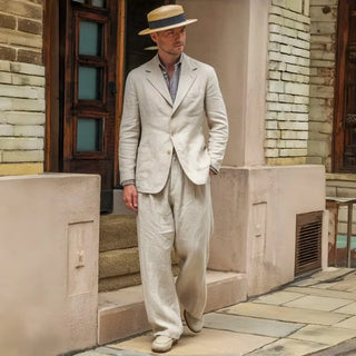 Luxury 2Pcs Wrinkle Resistant Linen Suit