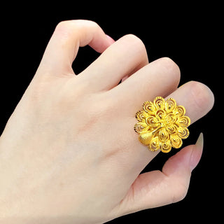 Outstanding Peacock 24K Gold AU999 Ring