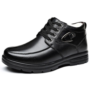 Cotton shoes for men in winter 2025 with plush leather and cotton leather shoes for middle-aged and elderly men