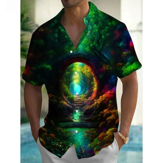 Village Pattern Lapel Floral 3D Printed Hawaiian Shirts - Epictzar Intl.