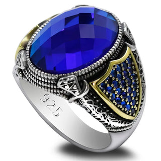 Handmade Blue Glass Stone Party Ring