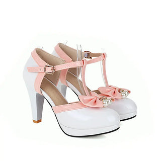 Leisure Thick Heel Enameled Leather Sandals