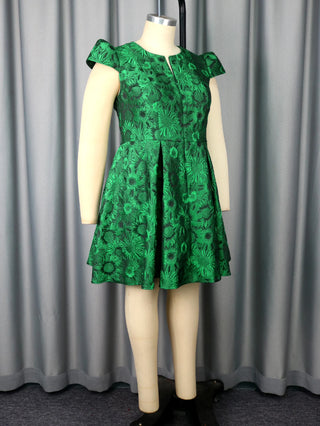 Floral Jacquard A Line Dress