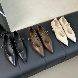 Designer Brand Low Heel Leather Shoes