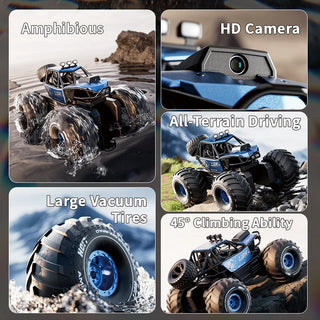 4DRC New Y10 Remote Control Car 2.4G Rc Boat Waterproof Amphibious Stunt Car 4WD All Terrain Truck Toys for Kids Birthday Gifts
