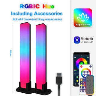 2PCS Computer Desktop Background Ambient Light Bluetooth Control RGB Phantom Light WIFI Gaming Pickup Music Sensor Night Lights