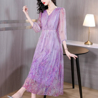 Luxury Silk Floral Vintage Evening Maxi Dress - Epictzar Intl.