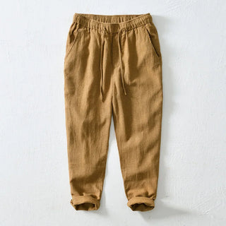 Drawstring Linen Ankle-length Casual Pants